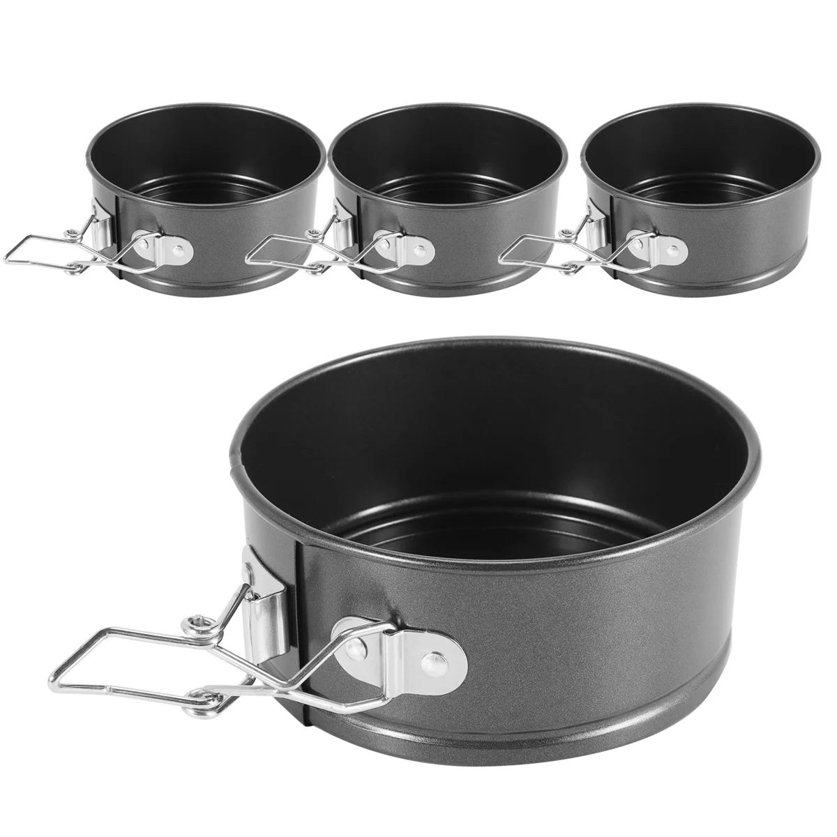 A013 Ensemble de mini poêles à ressort de 4 pouces - Petite poêle à cheesecake antiadhésive de 4 pièces pour mini cheesecakes, pizzas et quiches