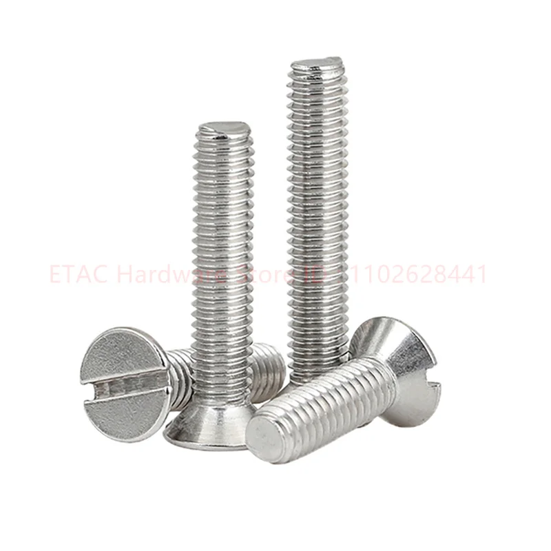 Stainless Steel One Countersunk Head Screws 304 Slotted Flat Head Threaded Bolts M1.6 M2 M2.5 M3 M4 M5 M6 M8 GB68