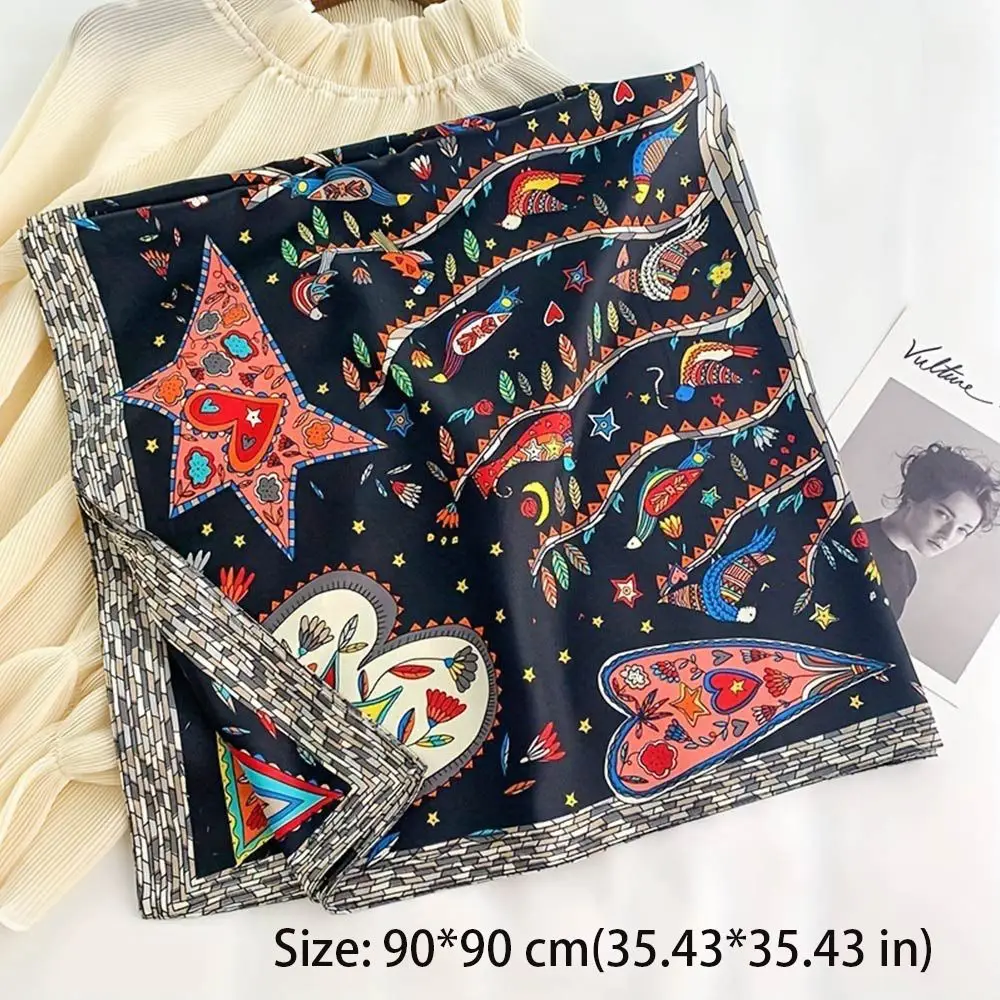الأزياء الفاخرة طباعة مربع وشاح الساتان 90 * 90cm شالات بسيطة وشاح حريري أنيق