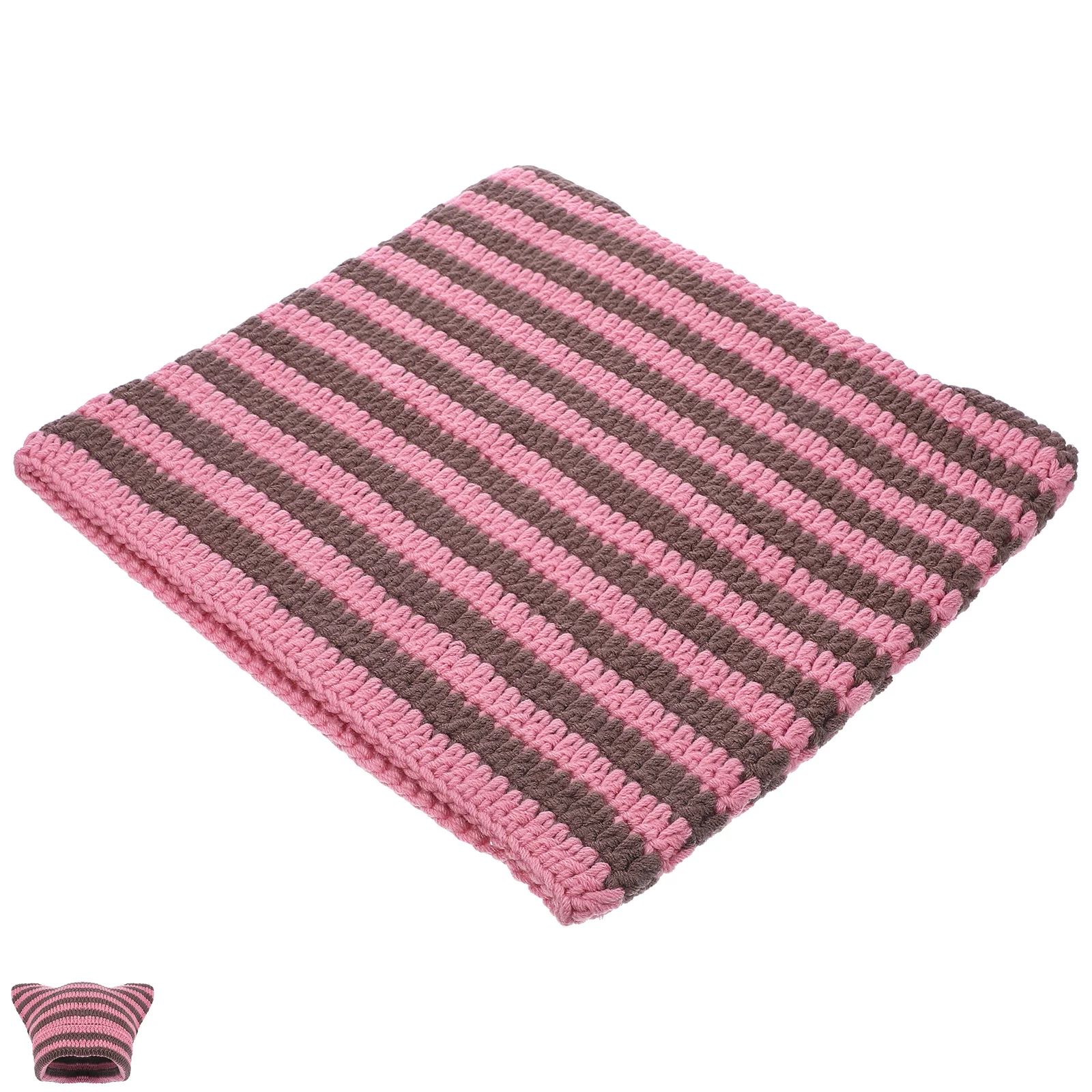 

Winter Cat Ears Hat H made Soft Warm Pullover Caps Unisex Adult Pink White Beanie Winter Hats Knitted Outdoor Camping Hiking