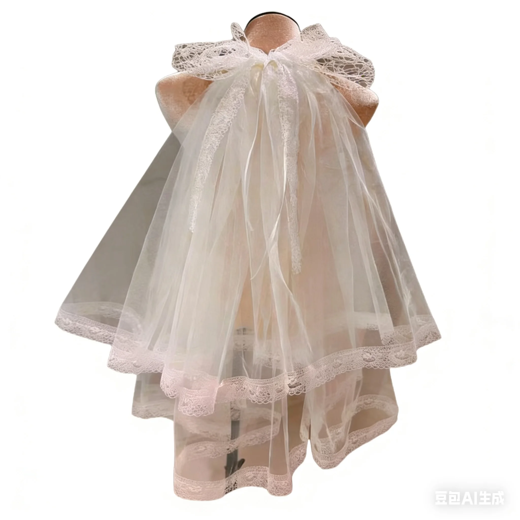 

Романтическая короткая свадебная фата с кружевной отделкой и бантом для девичника и свадебной вечеринки