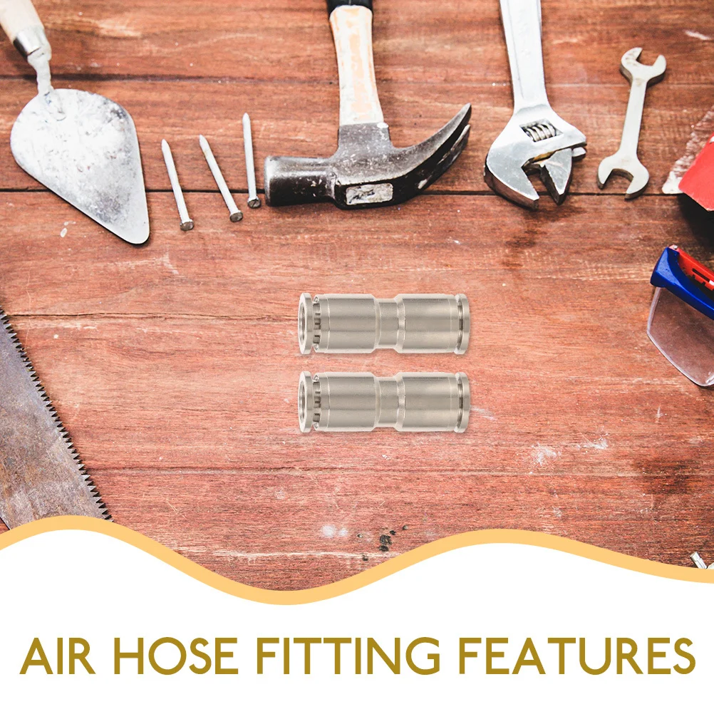 

5Pcs Copper Nickel-Plated Air Hose Fittings Push to Connect Tube Connectors Quick Connect Male to Male Hose Adapter Air