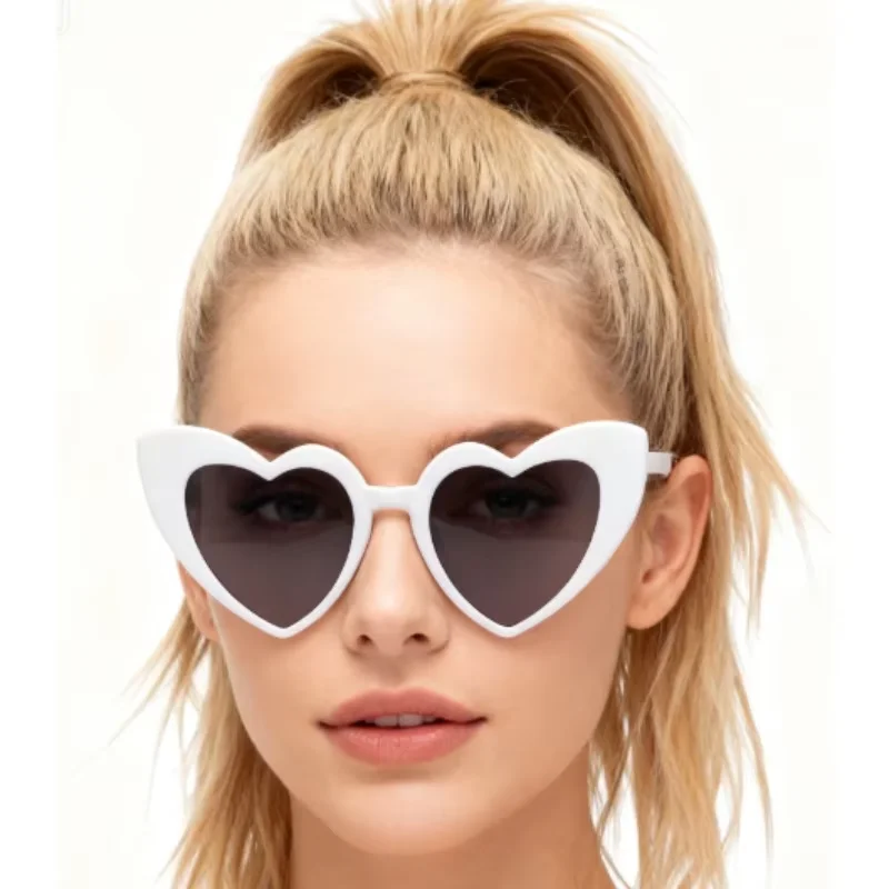 

PESENAR White heart-shaped sunglasses for Valentine's Day, blending fashion with sweet charm