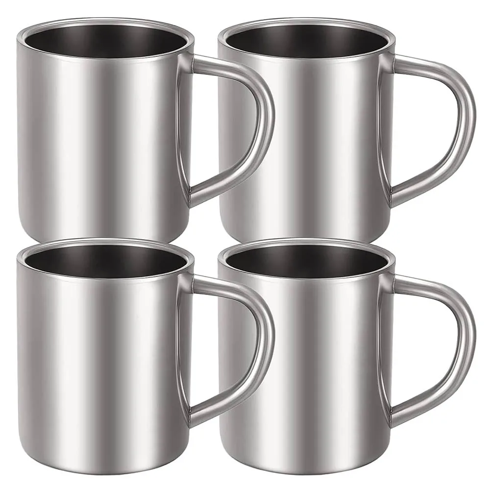 Tasse à café en acier inoxydable de 10oz/300ml, avec poignée, tasses à Double paroi en métal, tasse de Camping, lavable au lave-vaisselle, tasses à thé pour la maison et les voyages