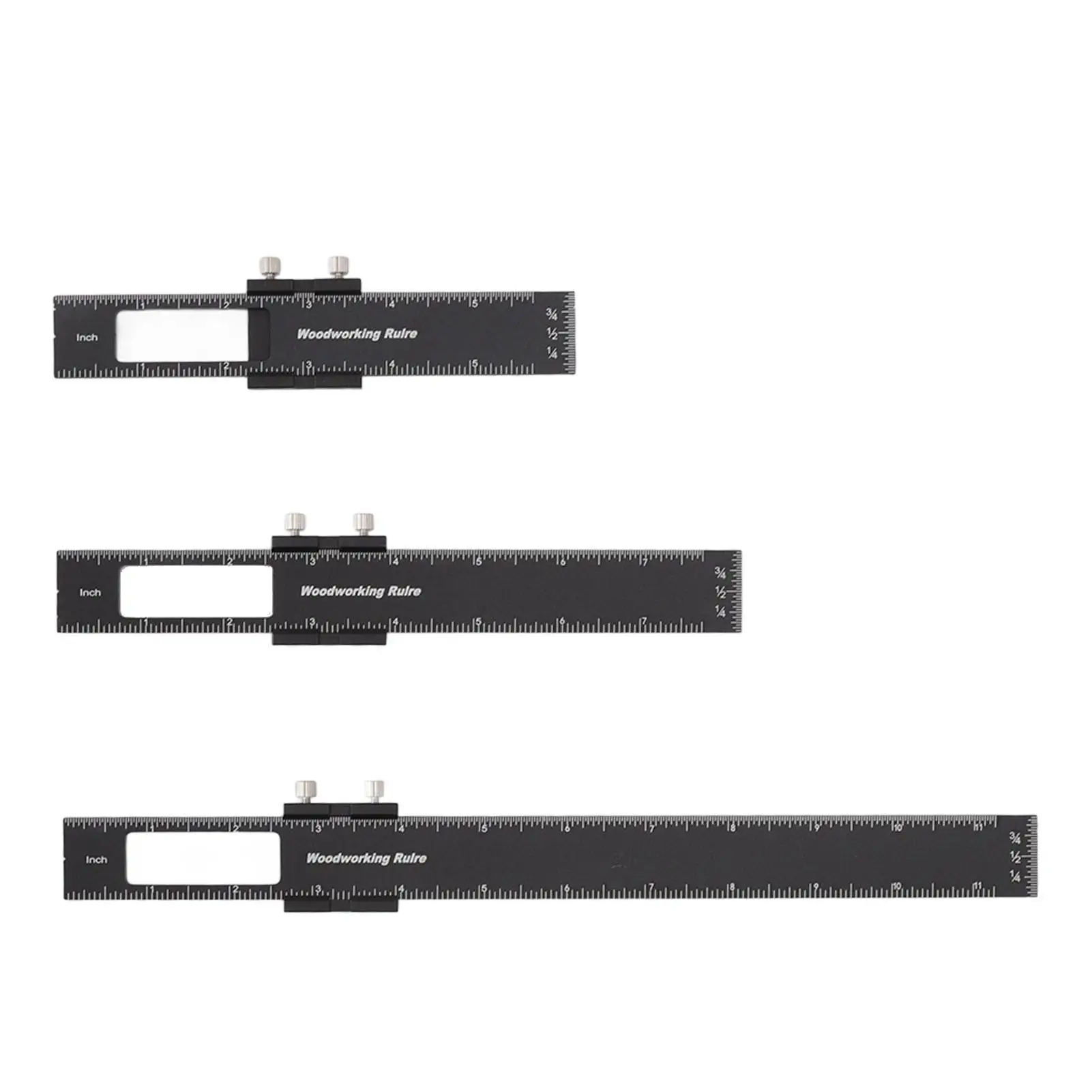 

3-Piece T Type Aluminium Alloy Woodworking Ruler Set with Slide Stops for Accurate Marking & Measuring