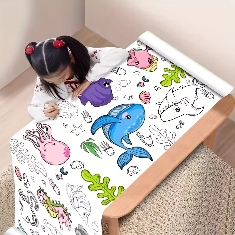 4 Rolls of Doodle Paper (with Random Patterns), Extra-Long Drawing Paper, Doodle Scrolls, DIY Drawing, Suitable for Coloring and Drawing, Kids' Drawing Kit, Suitable for Creative Doodling and Drawing for Children Aged 3 and up - Ideal as a Halloween and Christmas Gift