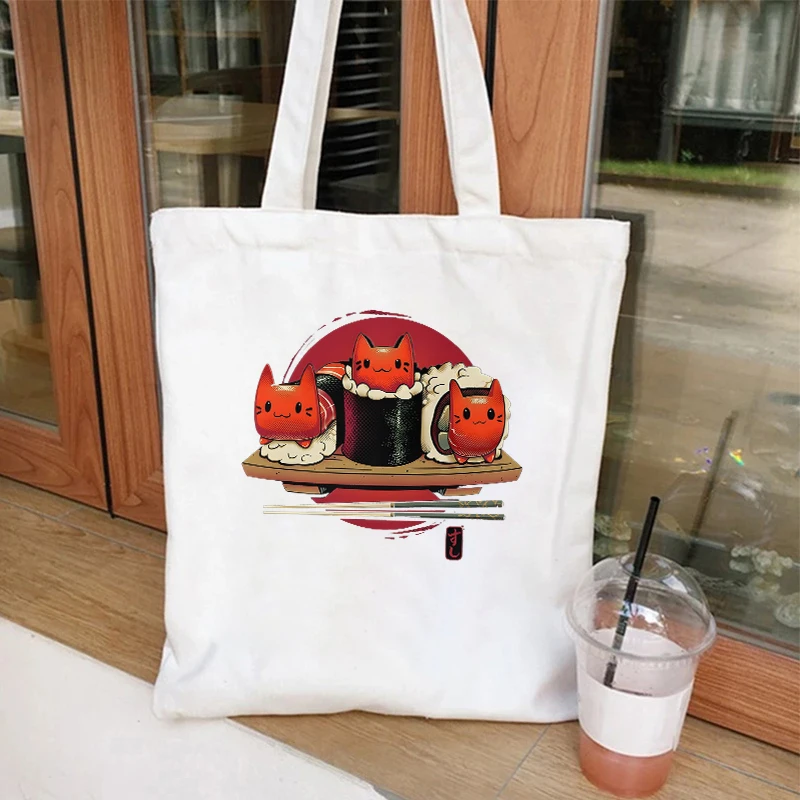 Canvas Tote Bag for Women Black Cat Society Print Handbag Teen Casual Basic Pumpkin Halloween Gift Tote Bag Female Shoulder Bag