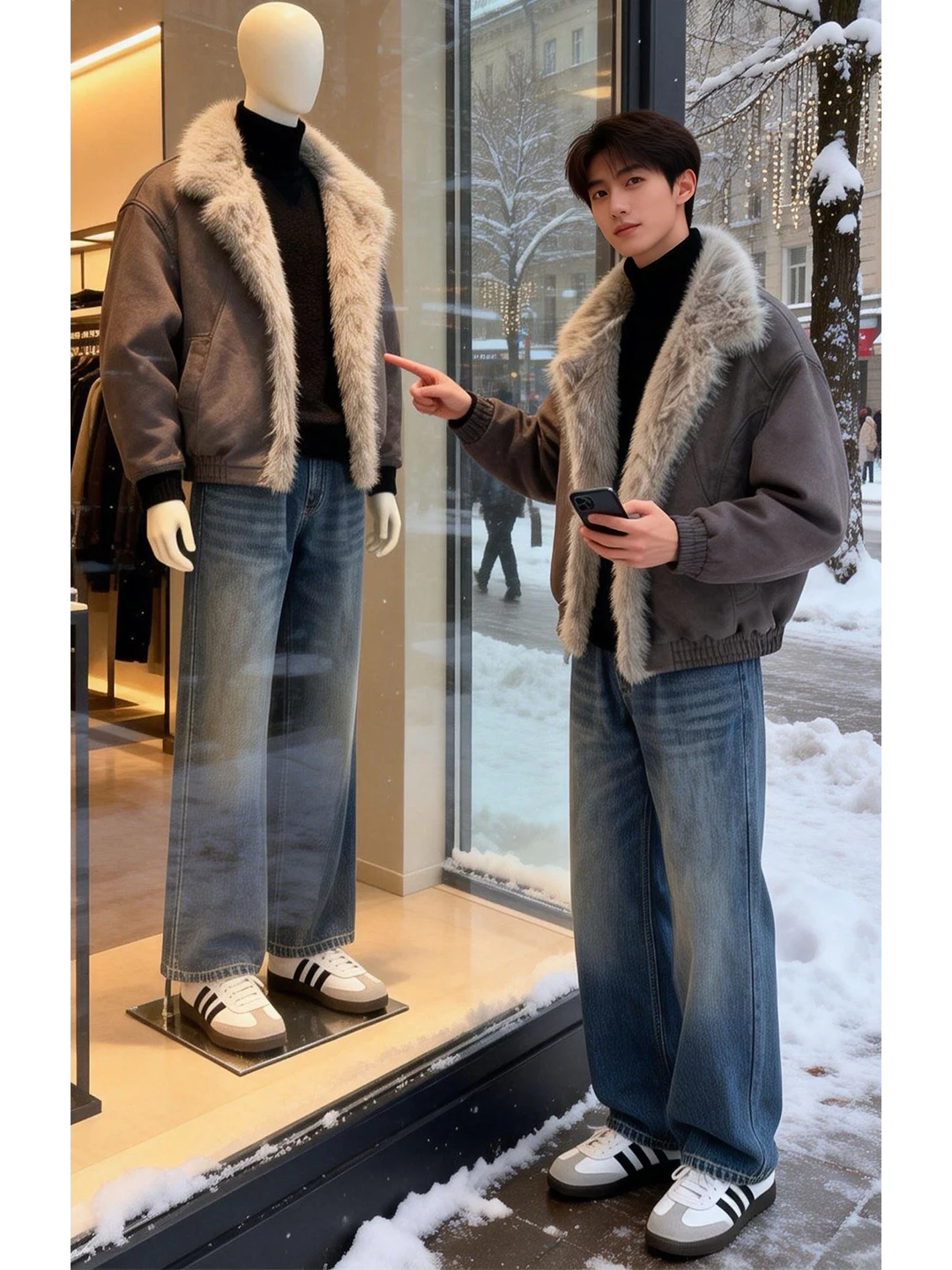 

Мужские джинсы American Sle Vintage Deep Blue прямого кроя, зимние брюки-буткэт на флисовой подкладке, повседневные брюки Cleanfit