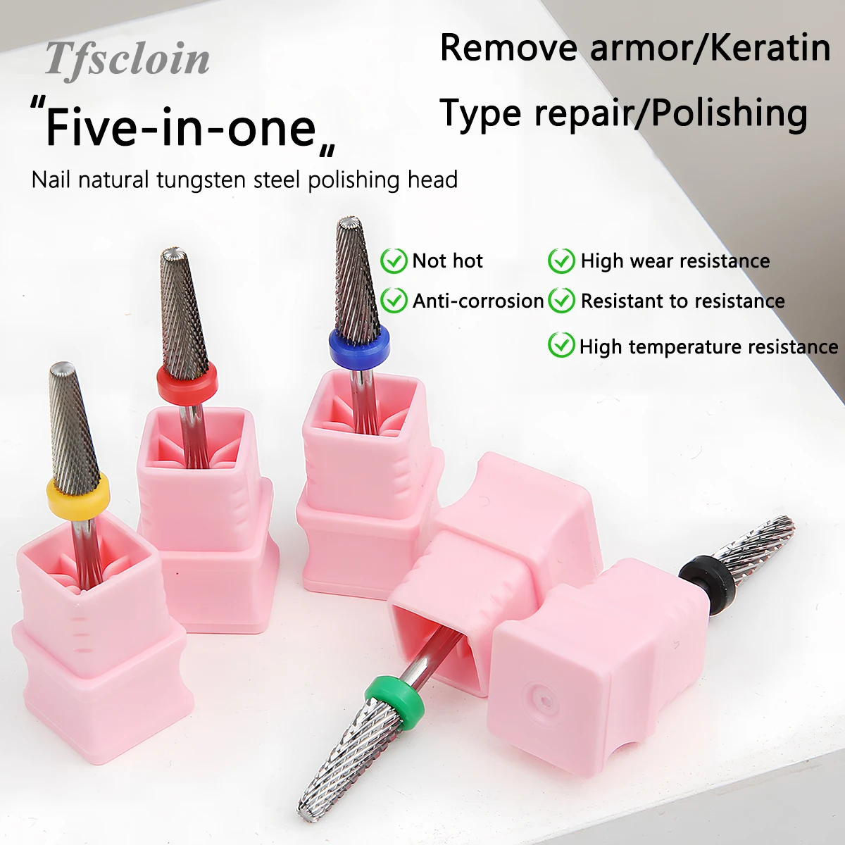 5 in 1 Tungsten Steel Nail Drill Bits Milling Cutters For Manicure Remove Polish Gel Electric Nail File Machine Accessories Tool