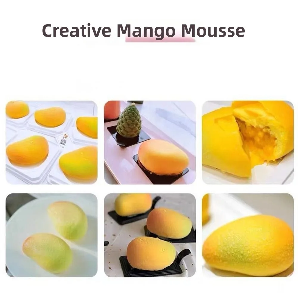 6 Cavity Mango Shaped Cake Mold Non-stick Non-toxic Realistic Fruit Baking Mold 3D Easy To Demold Silicone Cake Molds