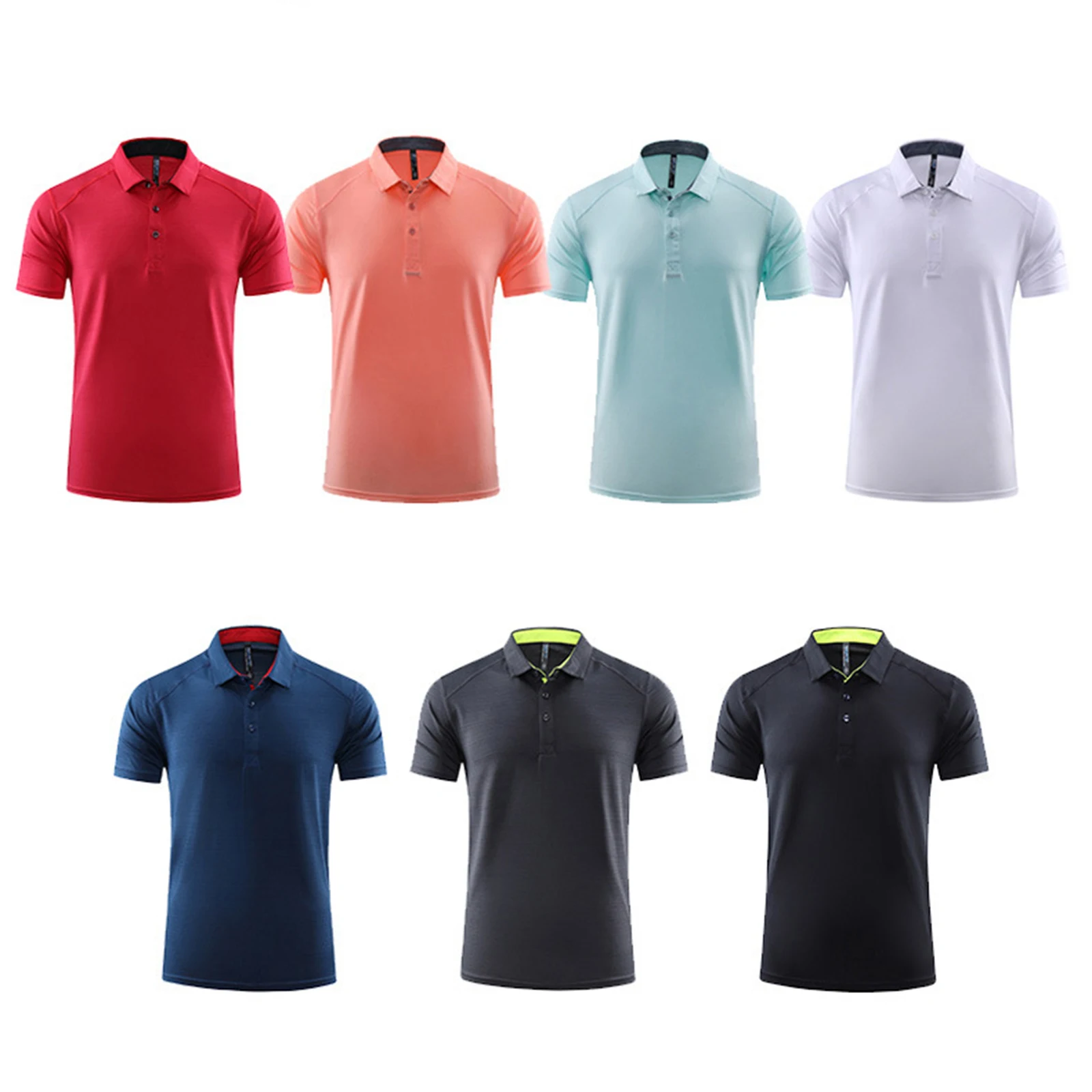 

Moisture-Wicking Athletic Shirt S-5XL Men, Golf Tennis Quick-Dry Top Short Sleeve Contrast Collar Button Tee