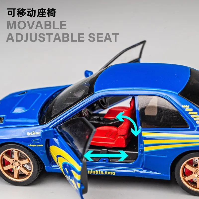 1:32 Alloy Car Model For Subaru Impreza Rally Car Diecast Racing Vehicle With Pull Back Sound Light Collectible Gift For Fans view 3