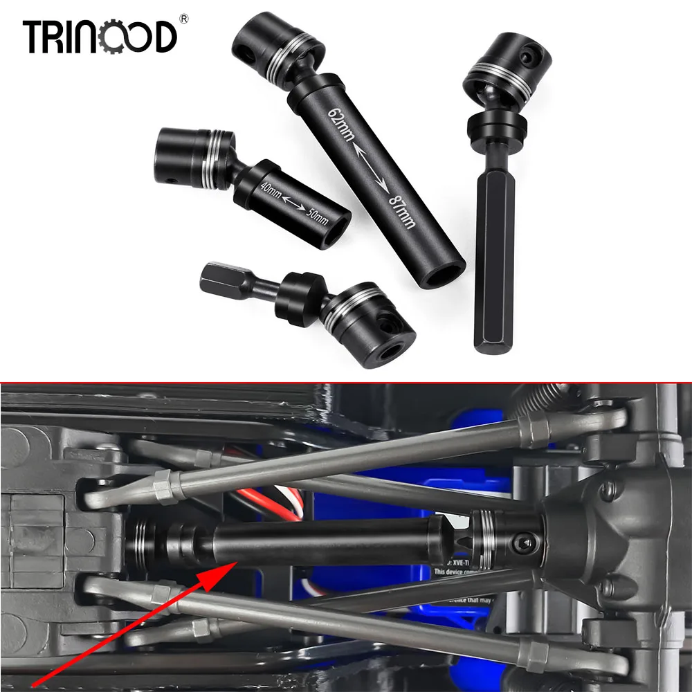 

TRINOOD 2Pcs 40mm 62mm Steel Drive Shafts Transmission Chassis Center Driveshaft for 1/18 RC Crawler Car TRX4-M K10 F150 Parts