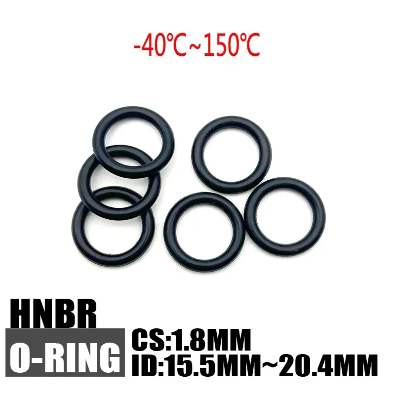 Hydrogenated Nitrile O Ring Gasket CS1.8mm ID 15.5~20.4mm Automobile NBR Rubber Round O Type Corrosion Oil Resistant Seal Washer