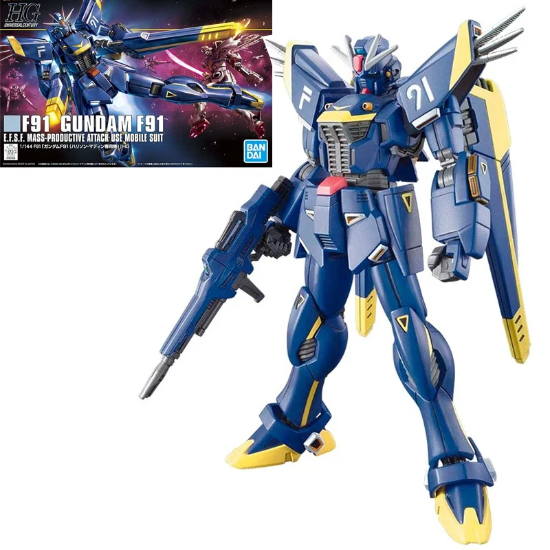 

Original Genuine Gundam Kit HGUC 1/144 F91 Harrison Blue Collection Gunpla Anime Action Figure Assembled Model Toys For Children