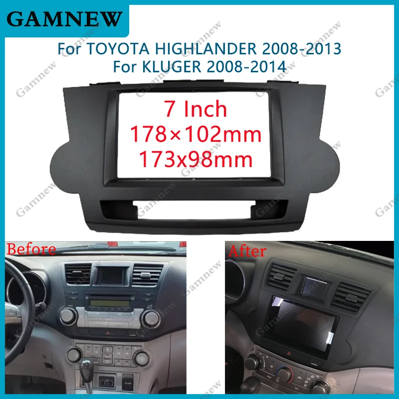 

7 inch 2 Din Car Radio Fascia For TOYOTA HIGHLANDER 2008-2013, KLUGER 2008-2014 Stereo Frame Panel Dash Installation Bezel