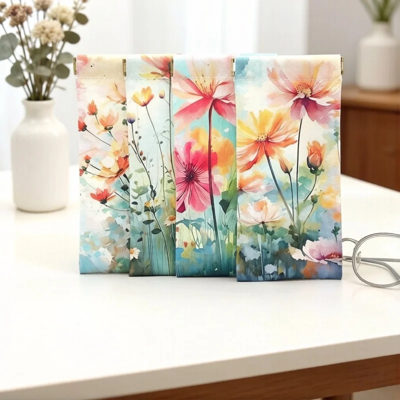 Floral Waterproof Eyeglass Case Travel Accessories for Storage of Small Items like Earphones Makeup Brushes Lipstick Change