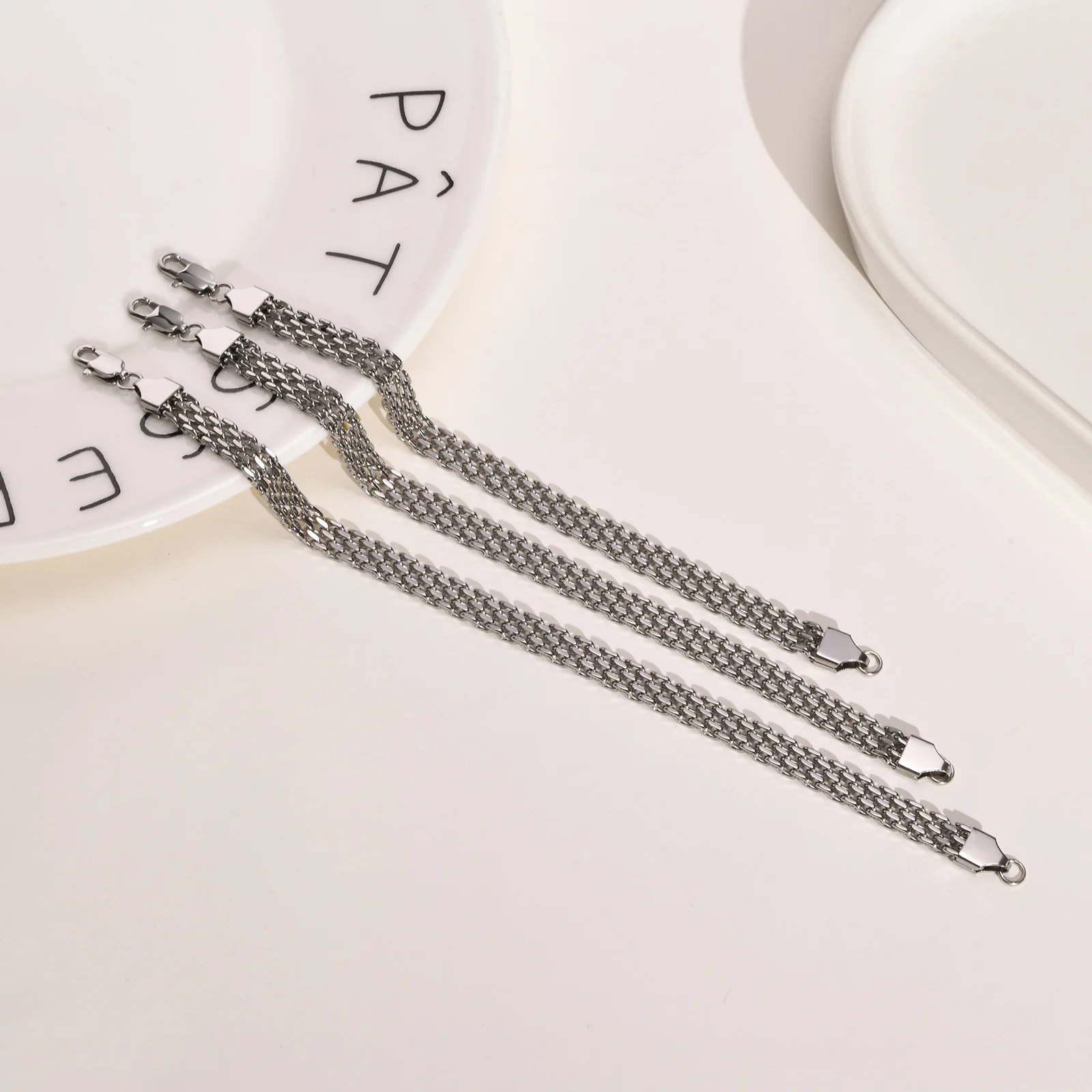 6mm Waterproof Mesh Link Chain Bracelet For Women, 18k Gold Plated Stainless Steel Adjustable, Non Tarnish Jewelry 17cm-21cm