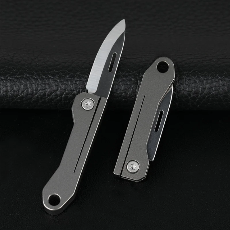 1pc Titanium Alloy EDC Mini Pocket Knife Camping Equipment Keychain Pendant Portable Unpacking Express Knife Outdoor Multi Tools