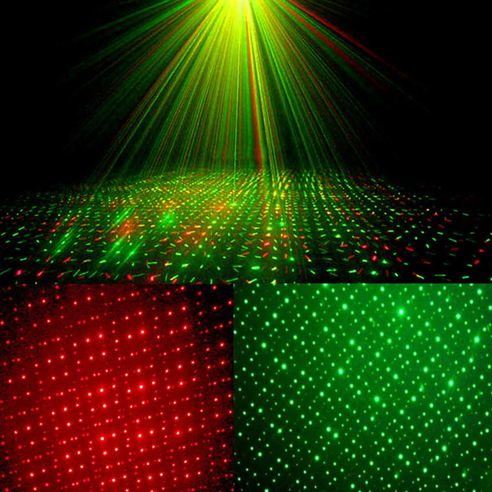Mini Stage Light DJ Dance Disco Bar LED Party Xmas Stage Effect Light Red Green Beam Star Patterns Projector Flash Stage Lamp