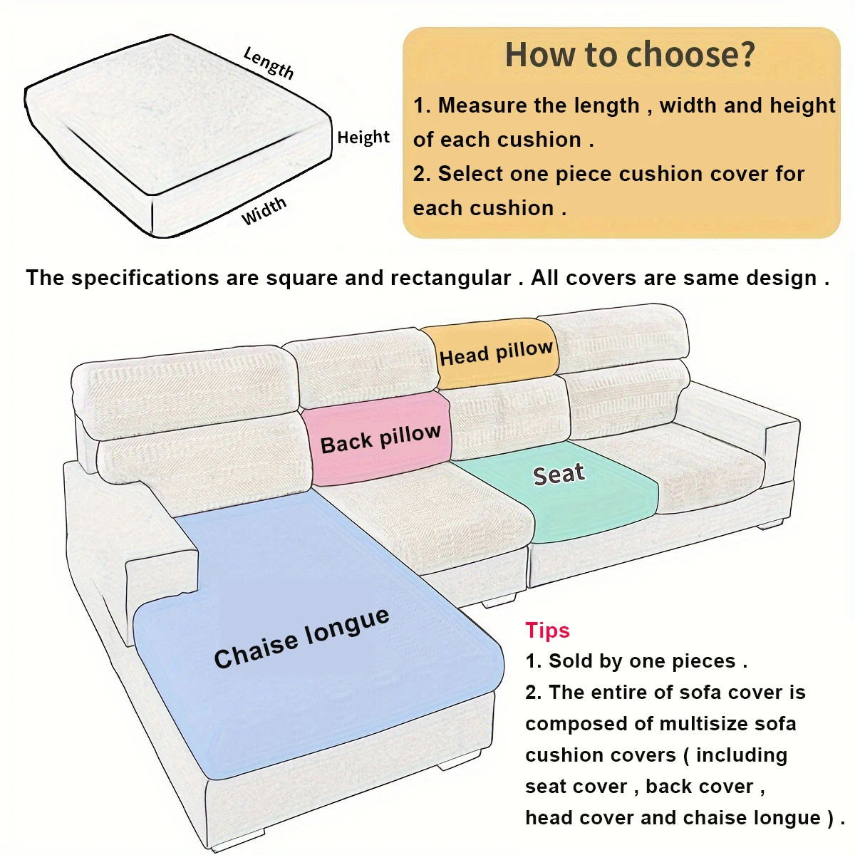 1pc Jacquard Sofa Seat Cushion Cover Chair Cover Stretch Washable Removable Slipcover 1/2/3/4 Seat Polar Fleece Sofa Protector