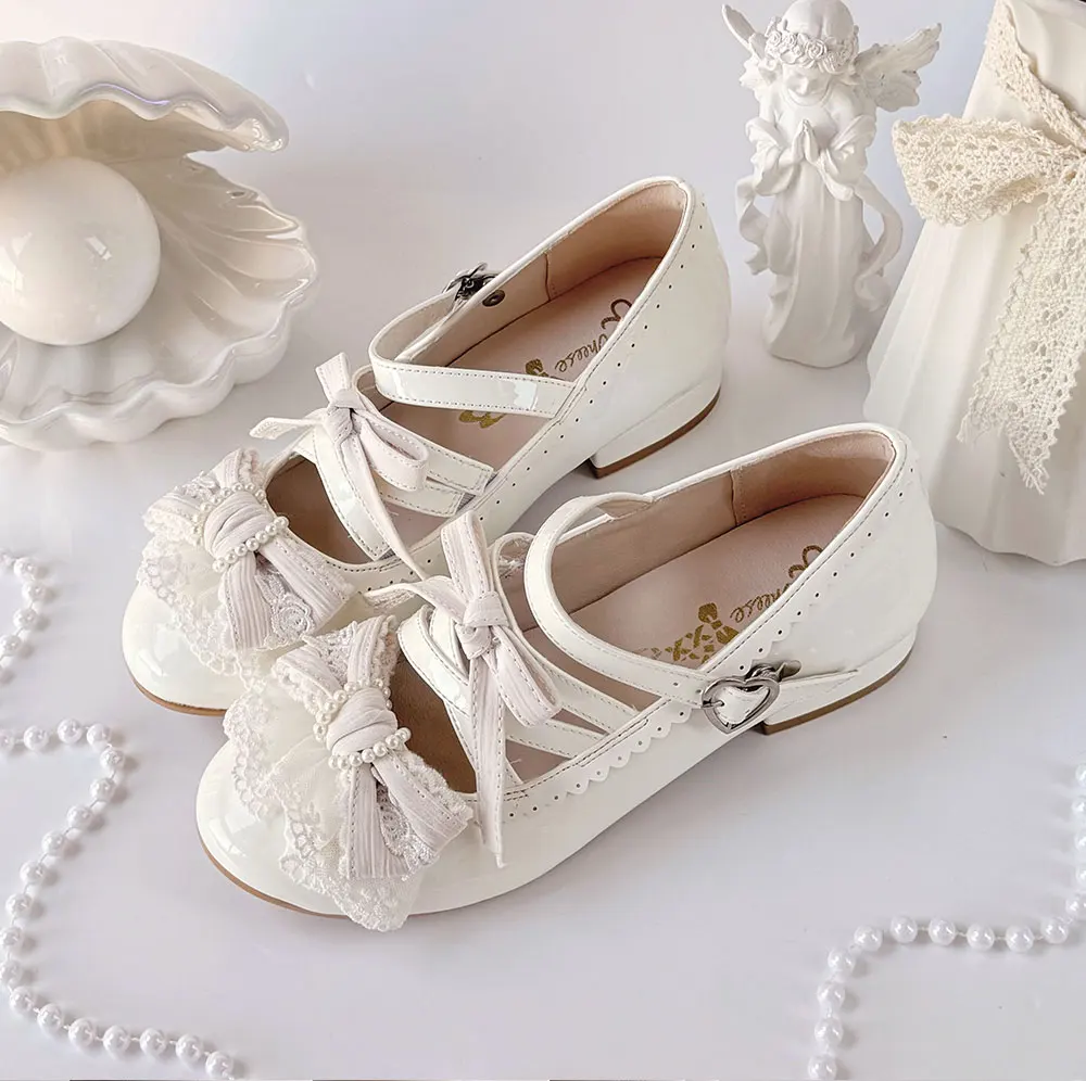 أحذية ماري جين الوردية الأصلية على طراز لوليتا لخريف جديد 2025 للفتيات اليابانيات حلوة أنيقة بفيونكة بكعب منخفض Y2k أحذية حفلات الشاي 2025