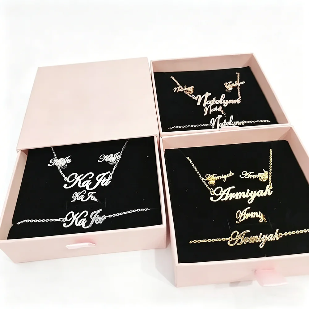 

Personalized Name Jewelry Sets: Featuring a necklace, bracelet, earrings, and ring, these sets make the perfect birthday gift