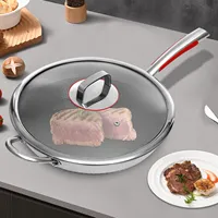 Stainless Steel Frying Pan Corrosion Resistance & Tempered Glass Lid | Non-Stick Coating for Family Cooking