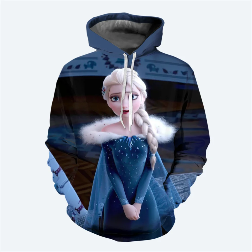 Felpa con cappuccio per ragazza Frozen di nuovo stile Anime Maglione con motivo Elsa stampato in 3D Felpa con cappuccio per bambini da strada alla moda stile casual classico