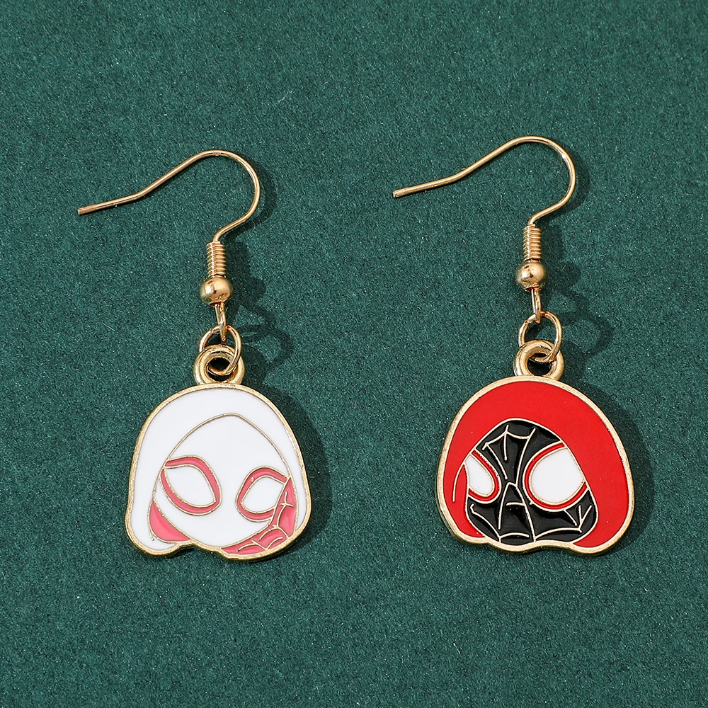 Marvel Anime Cartoon Spider Man Asymmetrical Pendant Earrings Creative Trendy Personalized Fashionable Jewelry