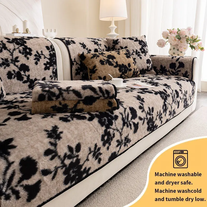 1PC-Sofakissen im antiken Stil, Wohnzimmer-Sofakissen, rutschfestes Sofakissen, neuer Plüschbezug für Herbst und Winter
