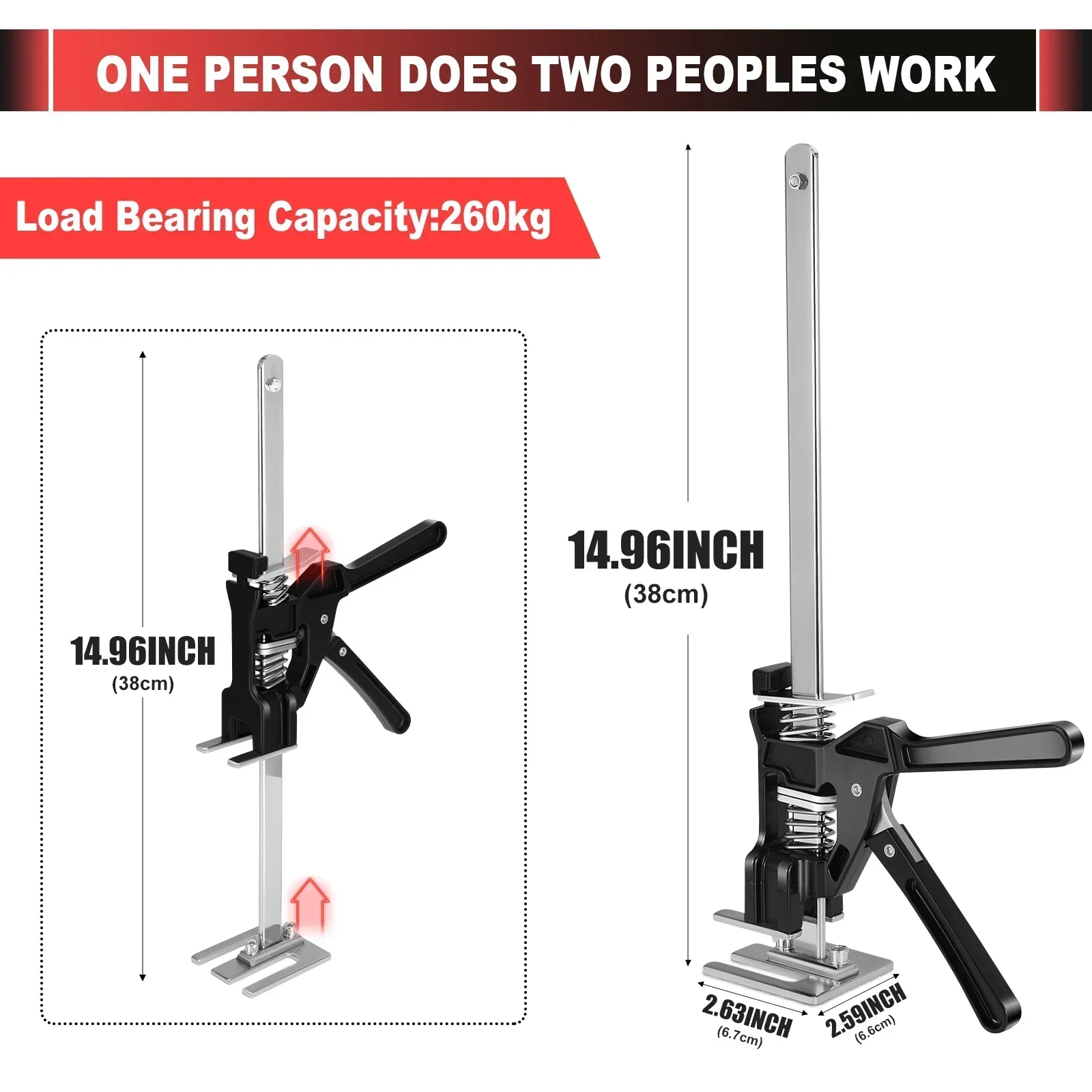 2Pcs Labor-Saving Arm Jack Hand Lifting Tool Wall Tile Locator Height Adjustment Lifting Device Door Panel Lifting Cabinet Jack