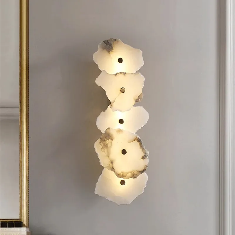 

Modern Marble Wall Light Creative Copper LED Sconce for Living Dining Room Bedroom Wall Corridor Indoor Home Decor Lighting
