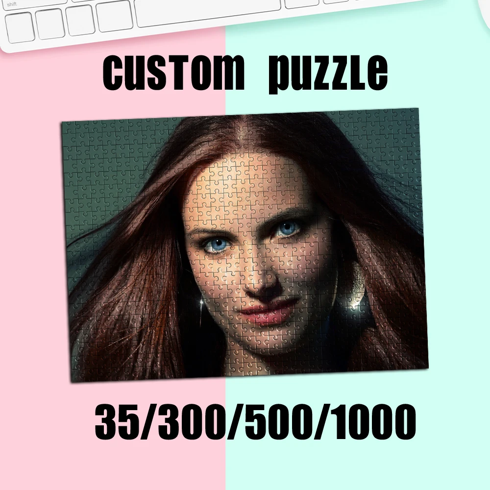 35/300pcs  girl Custom Photo Custom DIY Personalised Photo Portrait Puzzles Personalized Poster For Children Toy Family
