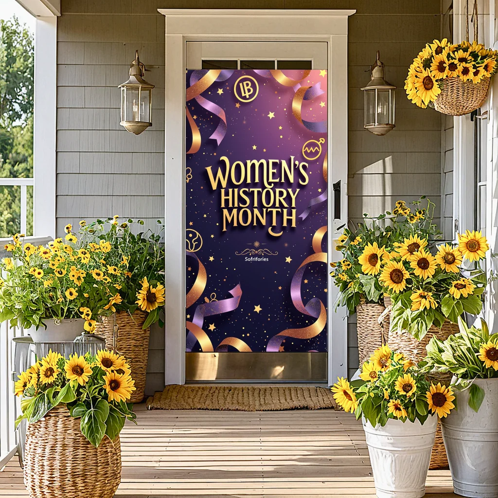 Floral Women's History Month Banner Background Backdrop Celebration Classroom Wall Hanging March Flower Display Party Decoration