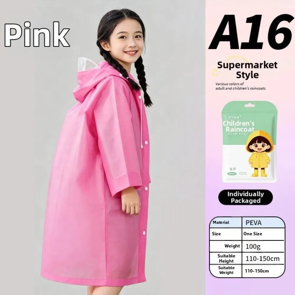 Cute PEVA Hooded Kid Raincoat Disposable Waterproof Children Rain Poncho Wide Brim Backpack Cover Student Rainwear Outdoor Use