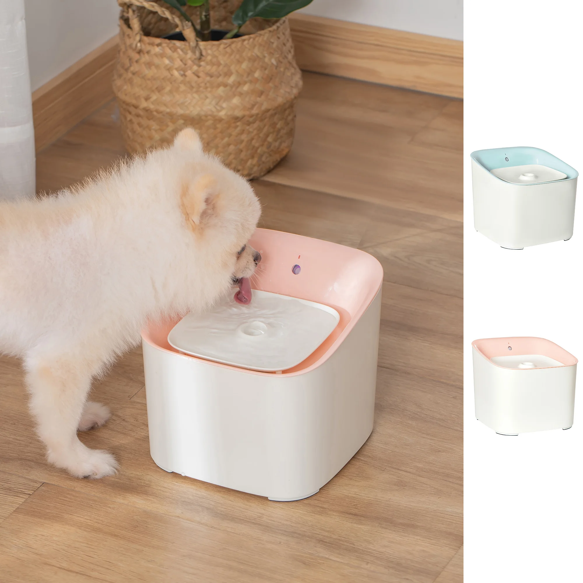 PawHut cat water fountain 3L with infrared Sensor 3 modes LED pink light