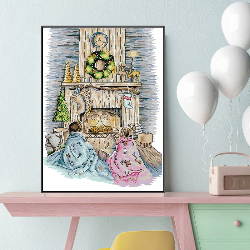 

Набор для вышивки крестом в канун Рождества Aida 14CT, счет 11CT, набор игл и ниток для холста с принтом, сделай сам, ручная вышивка, поделки