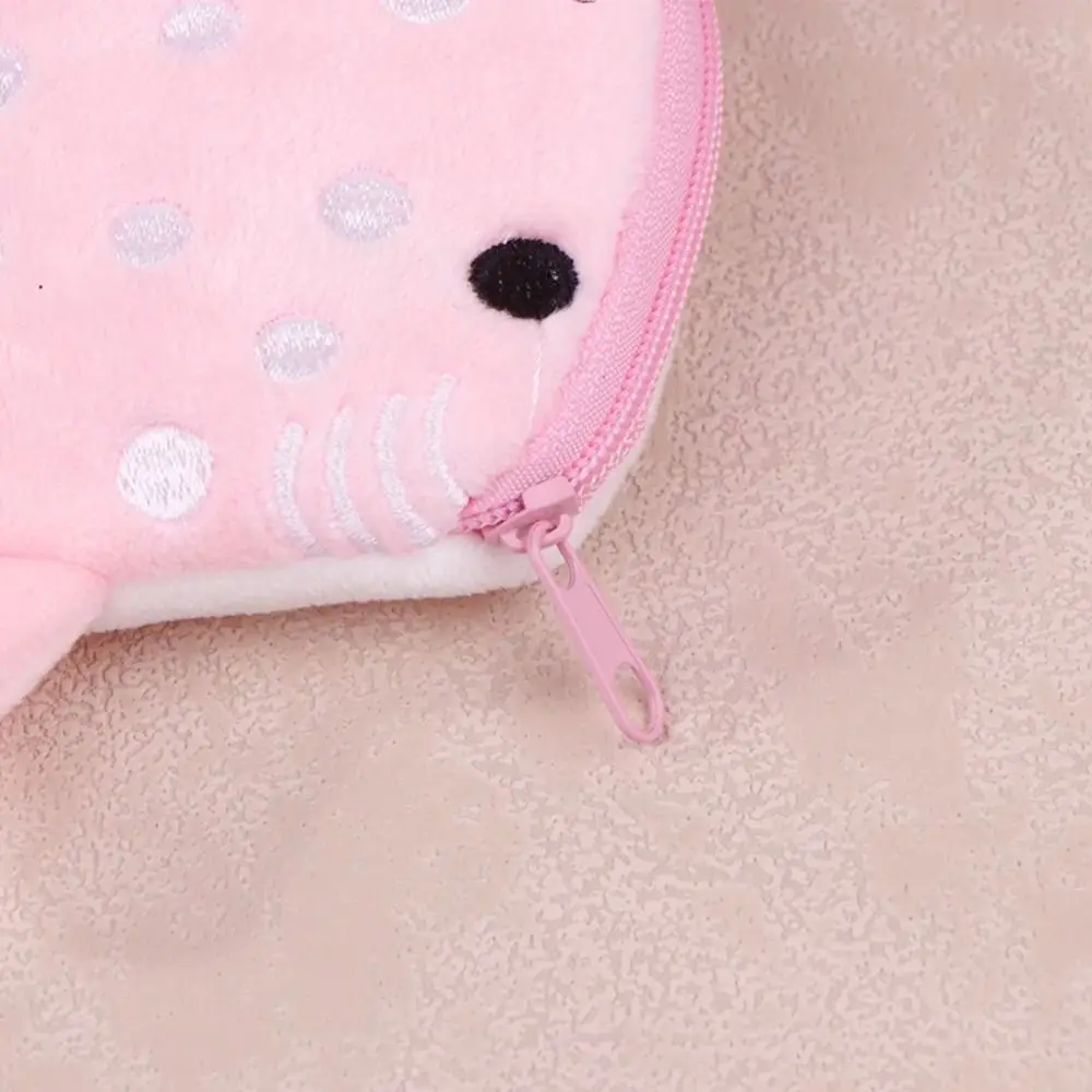 Cartoon Shark Whale Shark Coin Purse Animal Zipper Shark Plush Wallet Creative Bag Pendant Plush Coin Bag Earphone Birthday Gift