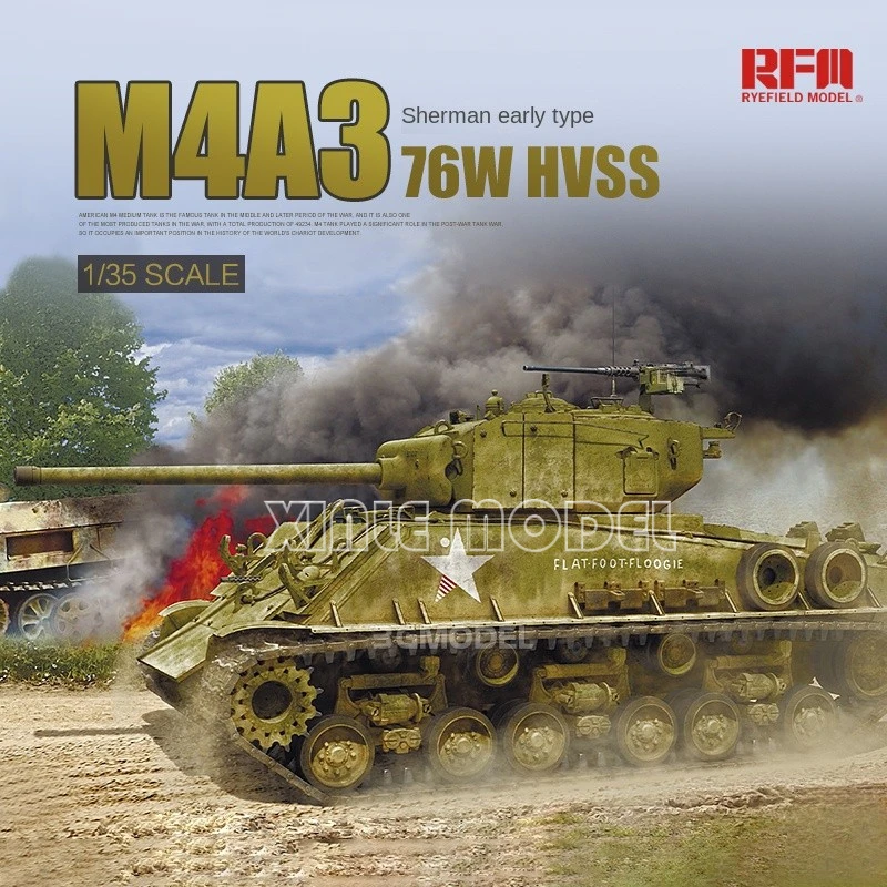 

Модель Ryefield, пластиковый собранный комплект модели танка RM-5058 M4A3 76 Вт HVSS Ранний тип 1/35