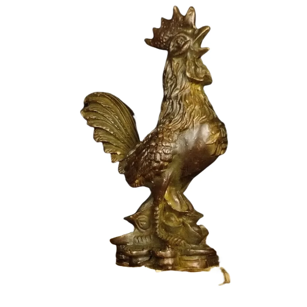 

Chinese Antique Purple Bronze Fortune Money Chicken Ornament Statue