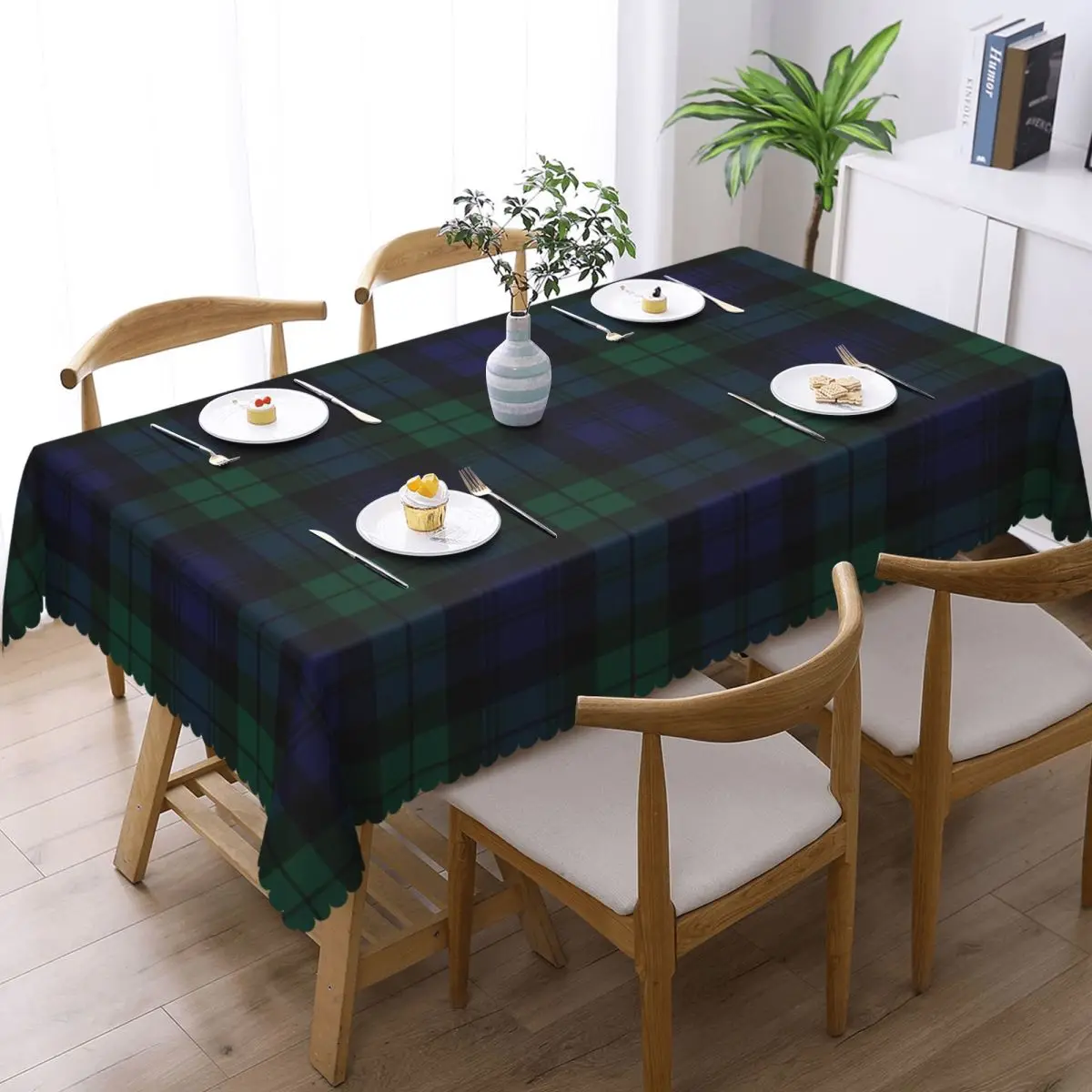 Blackwatch Tartan Modern Cute Blue And Green Plaid Rectangular Tablecloth Table Cover for Festival Party Decorations Table Cloth