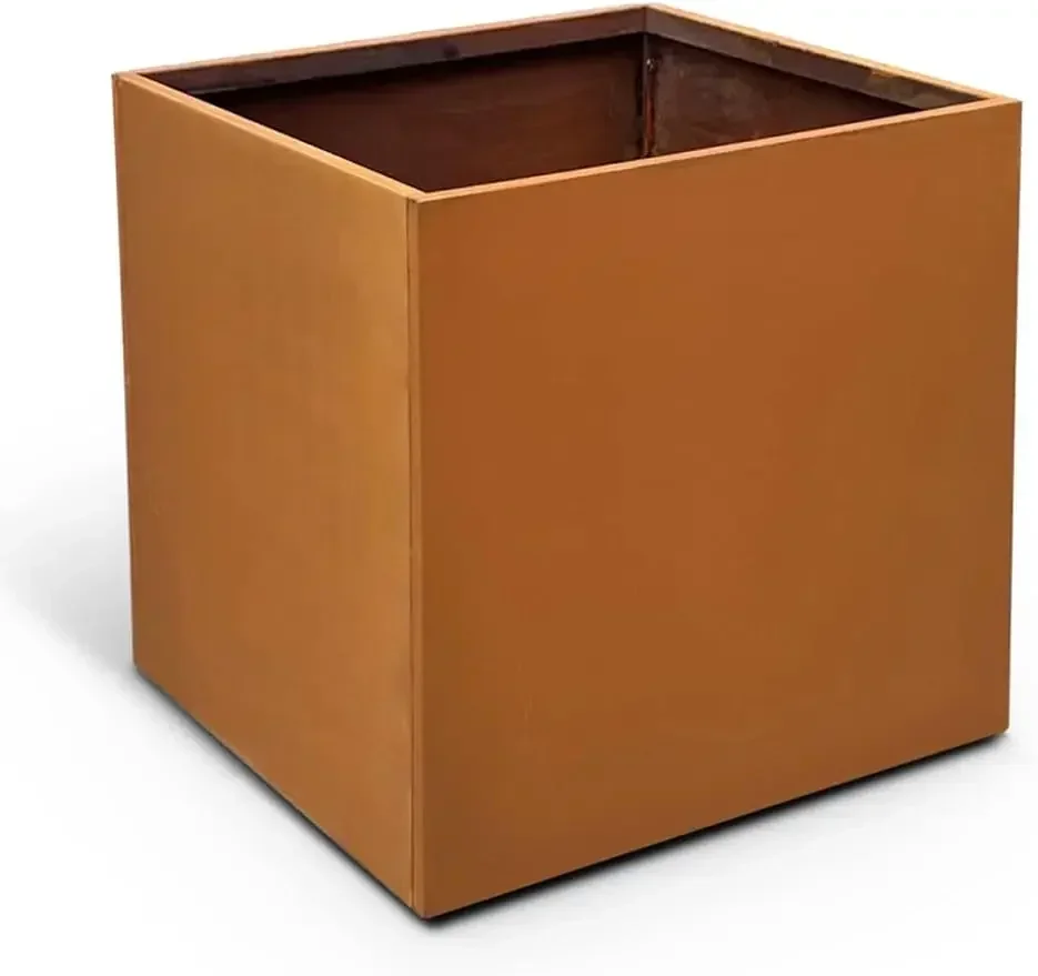 

Corten Steel Planter Large Outdoor Planter Metal Square Planter Tall Plant Cube Rustic Flower Pot 27.6 Inch Durable Antique