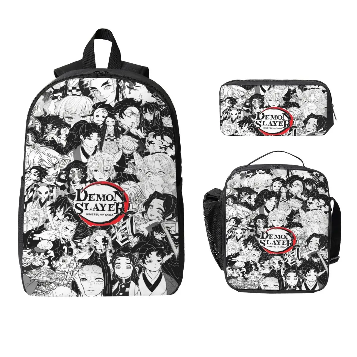 

3Pcs Demons Slayers Kimetsu No Yaiba merch Backpack Set for Boy Pencil Boxes Bookbag Sets with Lunch Box For School Students