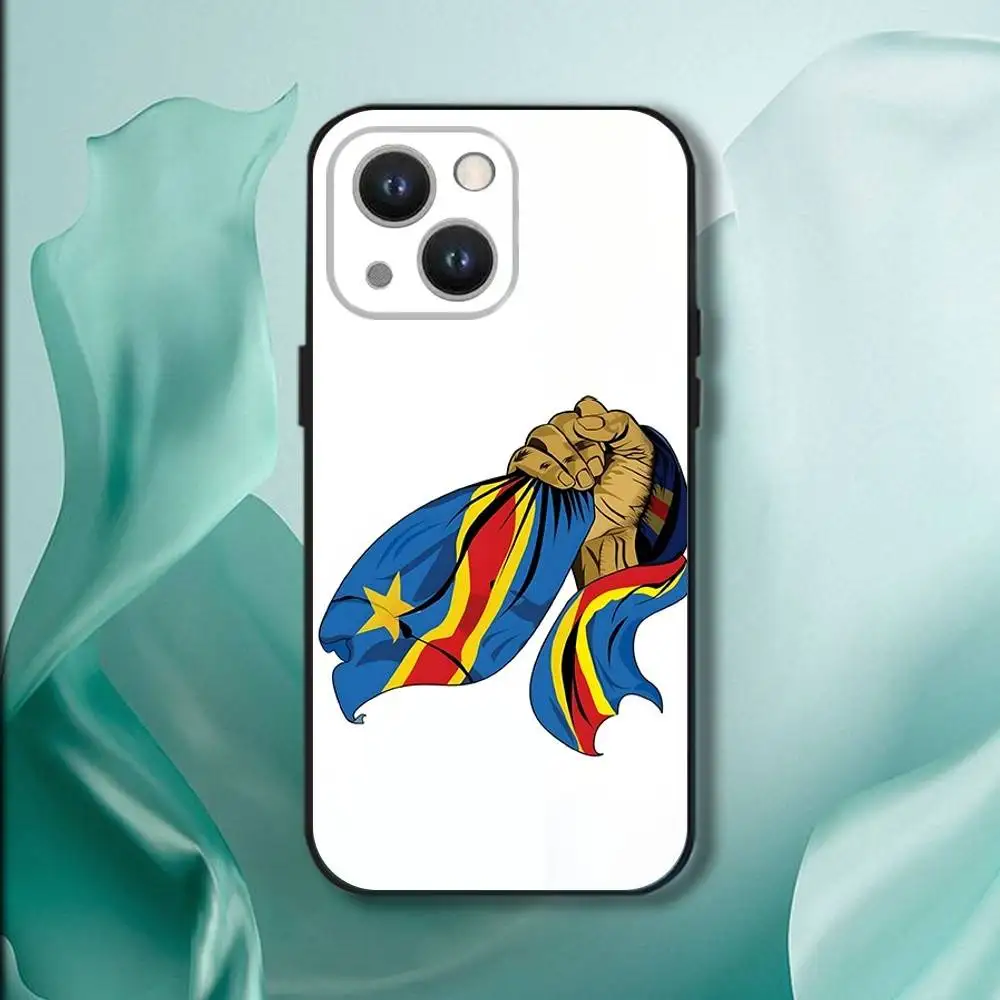 حافظة هاتف بعلم الكونغو الديمقراطي لهاتف آيفون 17,16,15,14,13,12,11,Pro,XS,Max,XR,Plus,E,SE4,غطاء ناعم أسود صغير #5