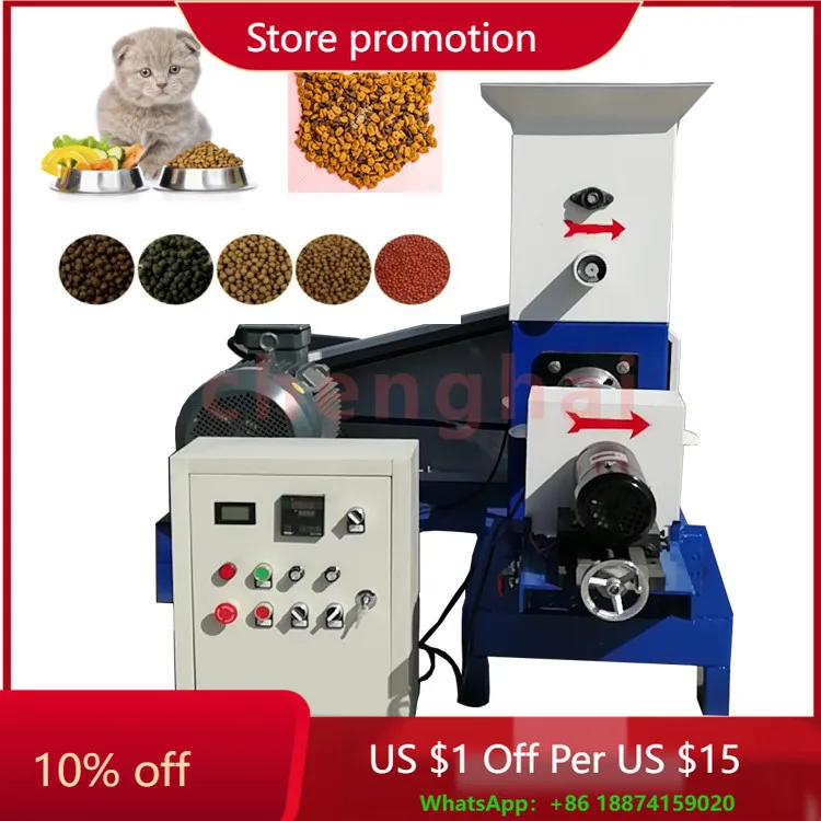 

Animal Dog Cat Food Processing Production Line Floating Fish Feed Extruder Pellet Making Machine with Motor Core Components