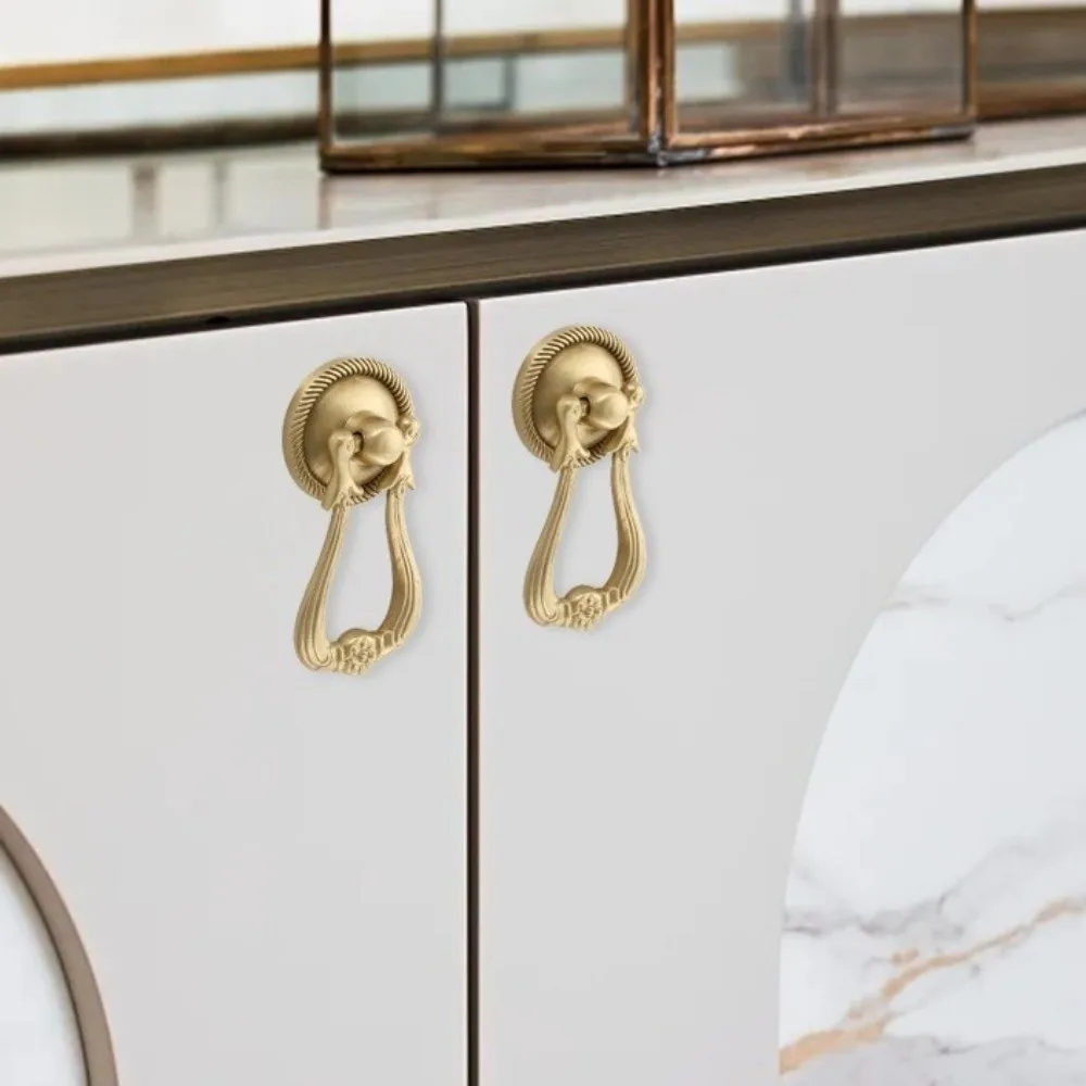 Nordic Solid Brass Cabinet Handle Hardware with Matching Screws Door Handle Furniture Knob Wardrobe