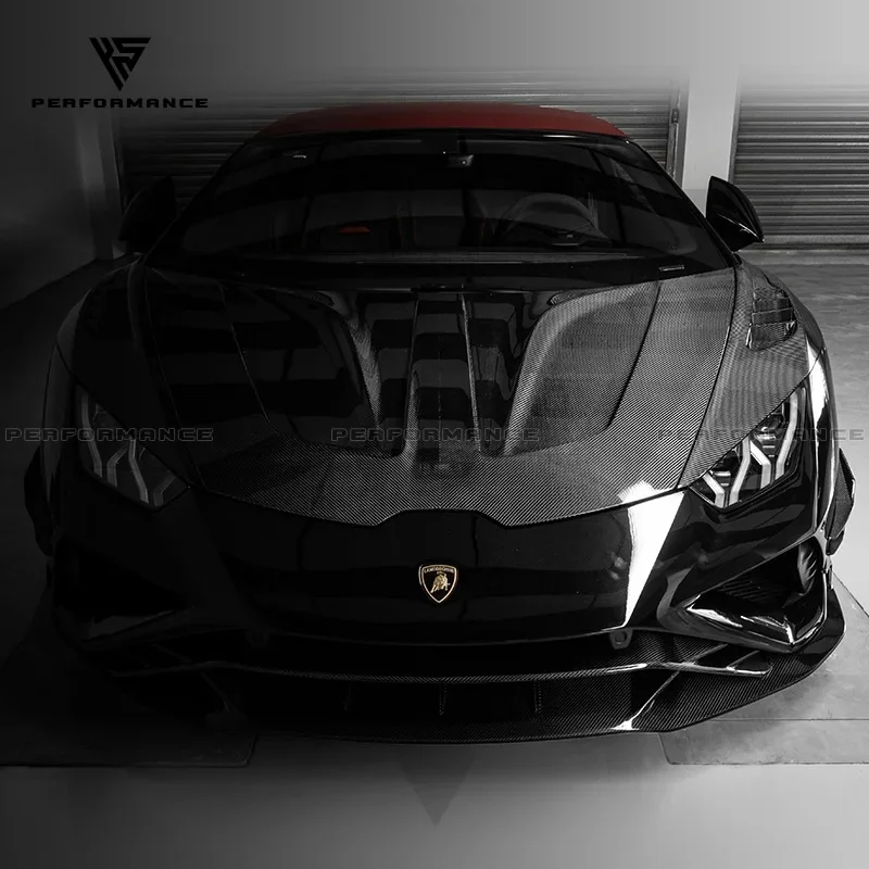 High Quality PT Style Dry Carbon Fiber Car Parts Bonnet Hood Lambo Huracan EVO Carbon Hood