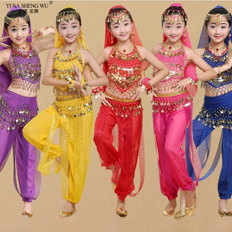 Zestaw do tańca brzucha, taniec ludowy indyjski, kostium dla dzieci i dorosłych, strój na występy sceniczne, spodnie, garnitur dla dzieci, na Dzień Dziecka, imprezę, pokaz