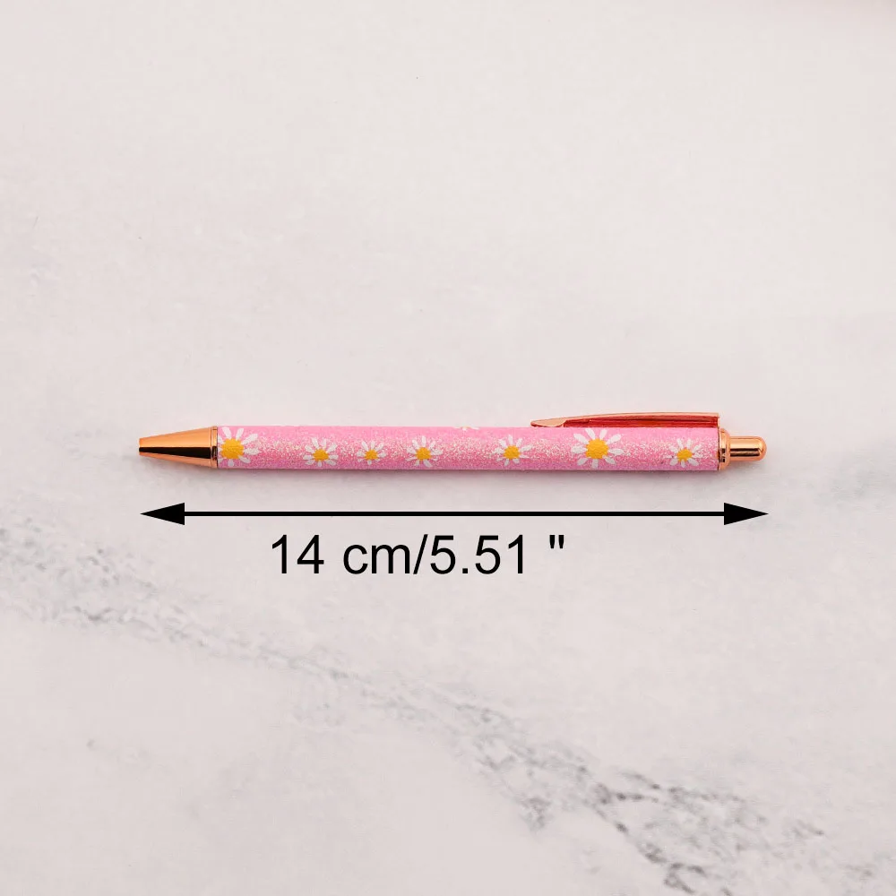 Lytwtw's mignon Daisy presse stylo à bille de luxe Kawaii métal papeterie fournitures de bureau scolaire 5 pièces